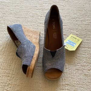 TOMS Wedges. Size 7, Denim Color